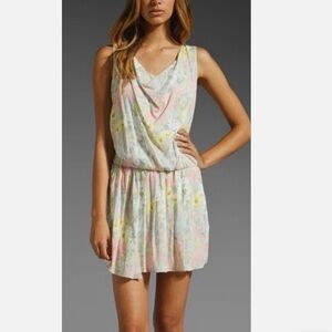 Alice + Olivia Pastel Floral Cowl-Neck Mini Dress - White, Pastel Pink, Yellow